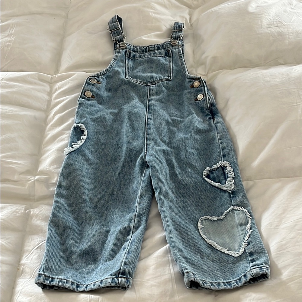 Kids Denim Overalls with Heart Patches